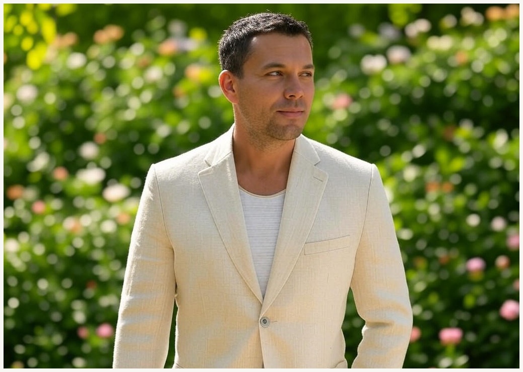 남성용 빅사이즈 여름 린넨 정장 싱글 블레이져 자켓 (6233-1)