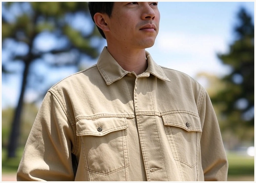 비켄드스튜디오 남성용 캐주얼 오버핏 면 코튼 투포켓 트러커 자켓 [1055]
