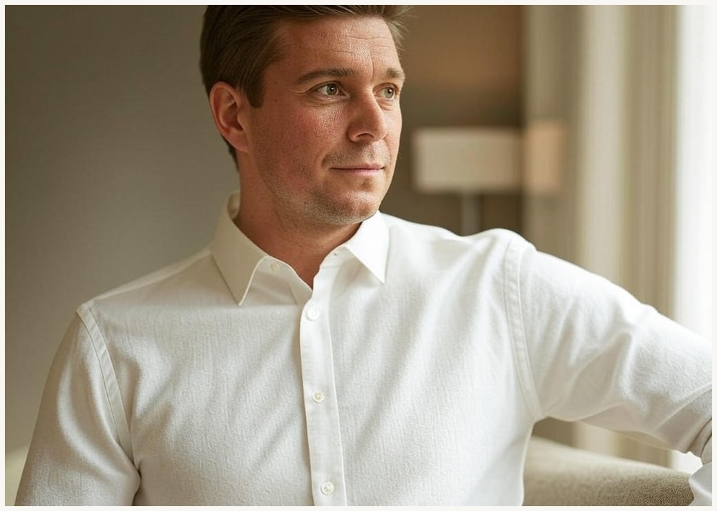 아도르클래식 남성용 플레인 반오픈 히든 버튼 카라 긴팔 셔츠