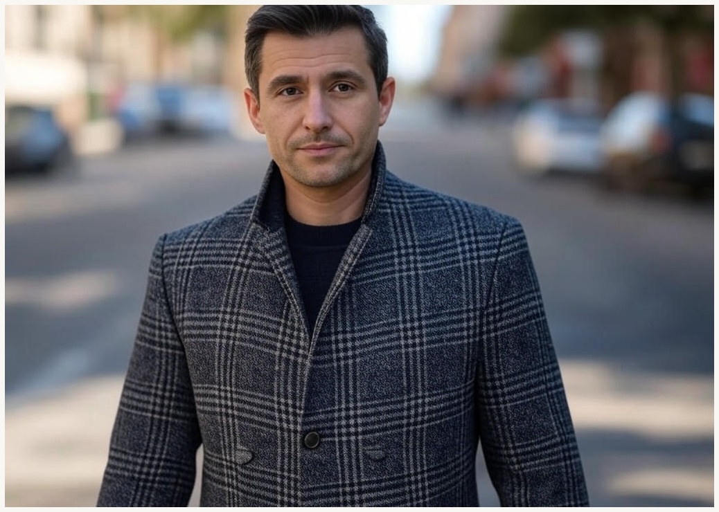 제이붐 남성용 오버핏 디센트 울 체크 롱코트 JK44